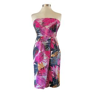 Banana Republic Pink and Blue Strapless Mini Dress